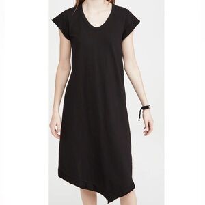 🥒 Wilt 100% Cotton Scoop V-Neck Casual Short Sleeve T-Shirt Midi Dress Black S